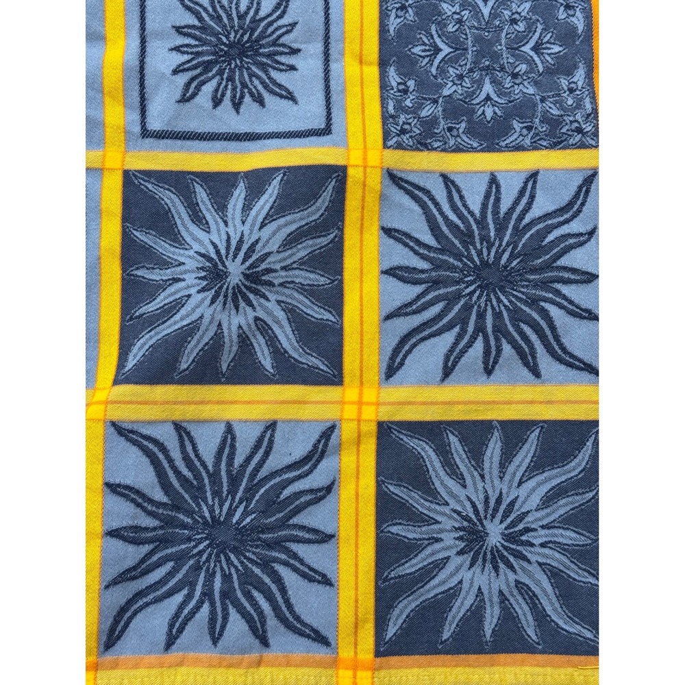 Anny Vertene Les Etoffes du Soleil Blue Yellow Cotton Tablecloth Celestial